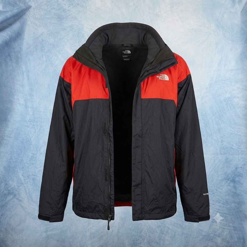 The North Face HyVent 3 in 1 Jacket Mens XL Red Black Fleece Liner Waterproof